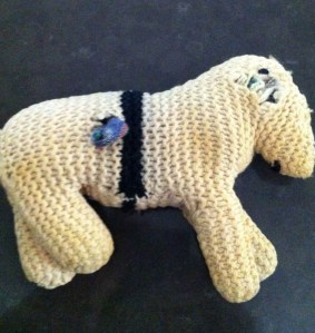 Horace the Horse, Audrey Ford, 10cm x 15cm, knitted wool and upcycled woollen socks, hand embroidered accents, 1950.