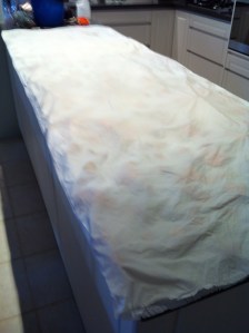 The other half of the sheet folded carefully over the plant material 