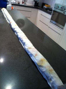 The whole sheet rolled up.