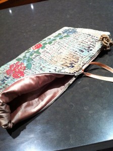 Shot of card holder showing dupion silk lining