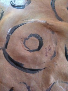 Close up of the painted silk