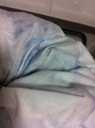 Very shortly after the start of steaming the colour started to seep into the fabric