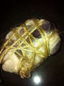 Silk organza wrapped tightly around carrot rings