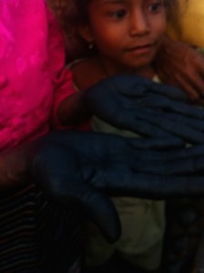 Not a good photo but hopefully you can see the dyer's blue hands