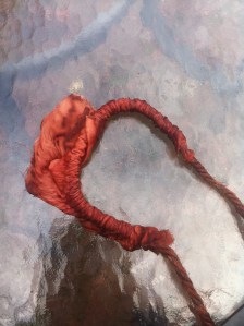 Silk tied and wrapped before adding to the avocado pip bath. 