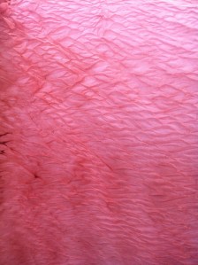 The silk was removed from the bath and allowed to sit overnight to cool before unwrapping.  It's a bit darker but still disappointing compared with the appearance of deep colour in the dye bath.